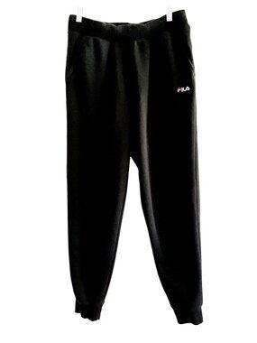 FILA- WOMENS BLACK ELASTIC WAIST TAPPER LEG SWEATPANTS SIZE SMALL